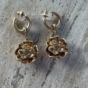Rose Drop Hoop Earring